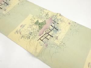 アンティーク　駒絽東屋に秋草模様丸帯（材料）